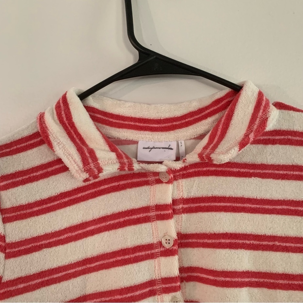 Out from Under Airy Terry Cropped Polo Shirt Top Size Small - Picture 4 of 10